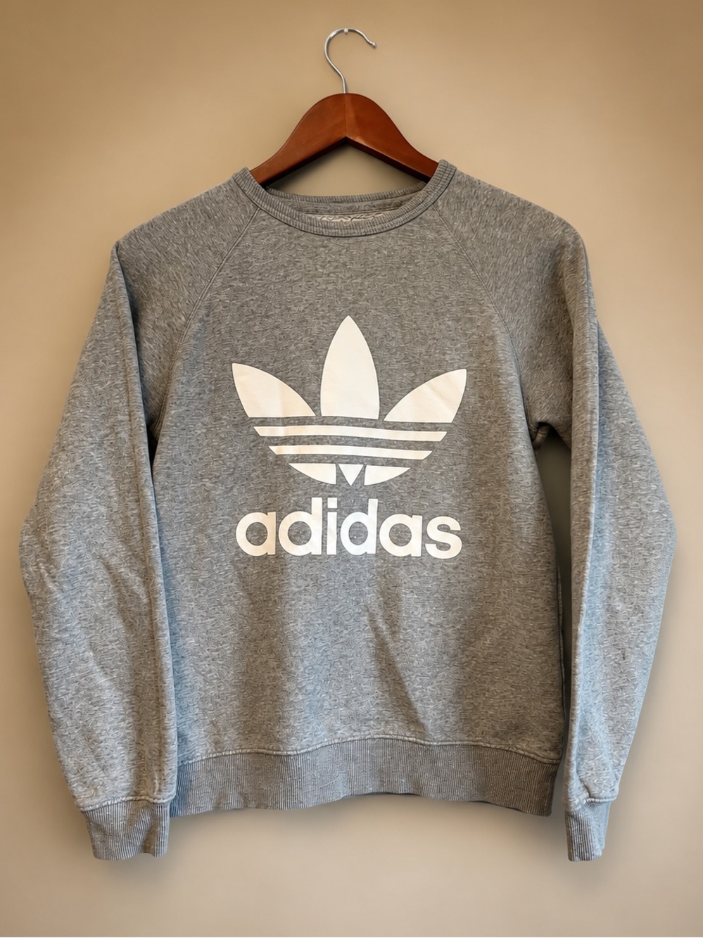 Adidas Originals Grey Fleece Crewneck Sweatshirt XS - Picture 2 of 5